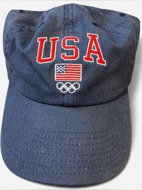 🇺🇸GAP Navy USA Embroidered Olympics Baseball Cap with Red & White Accents